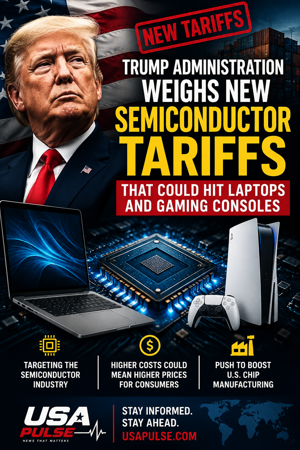 Trump Administration Weighs New Semiconductor Tariffs That Could Hit Laptops and Gaming Consoles
