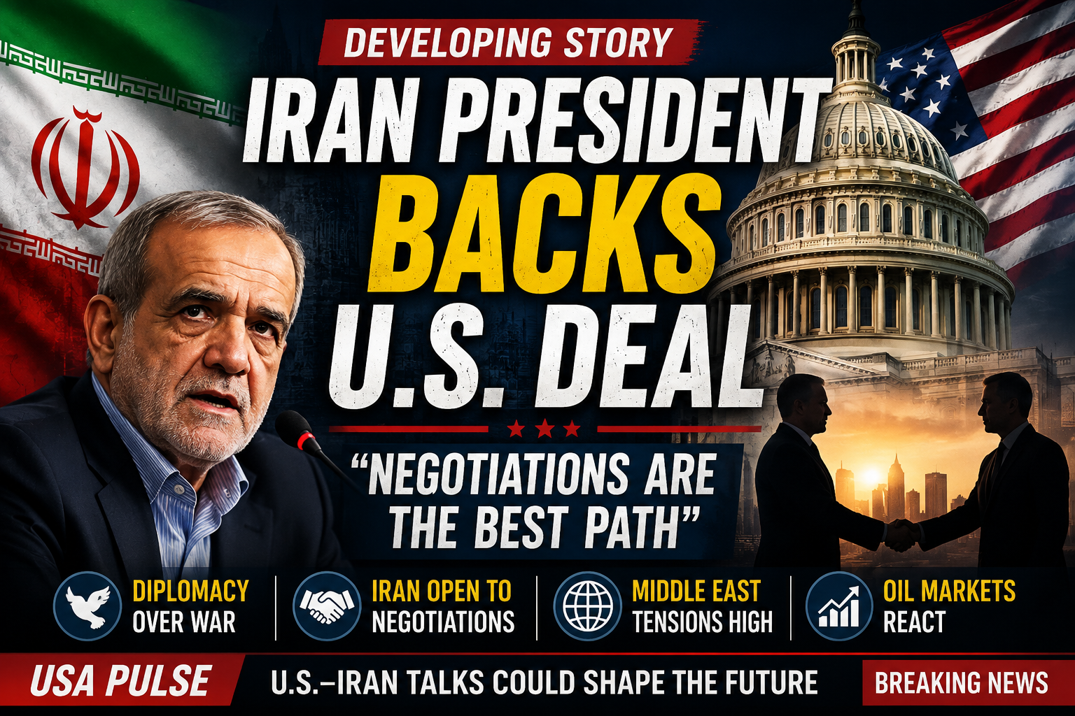 Iran’s President Backs Negotiations With U.S. as Best Path to End the War