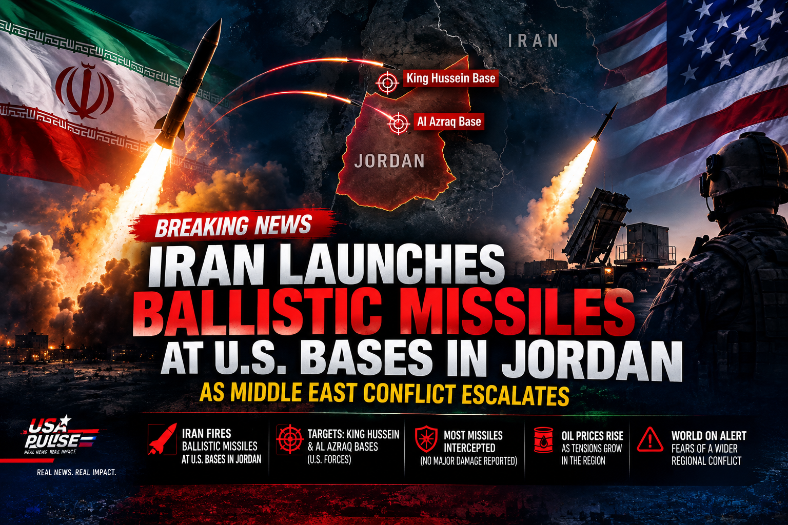 Iran Launches Ballistic Missiles at U.S. Bases in Jordan as Middle East Tensions Escalate