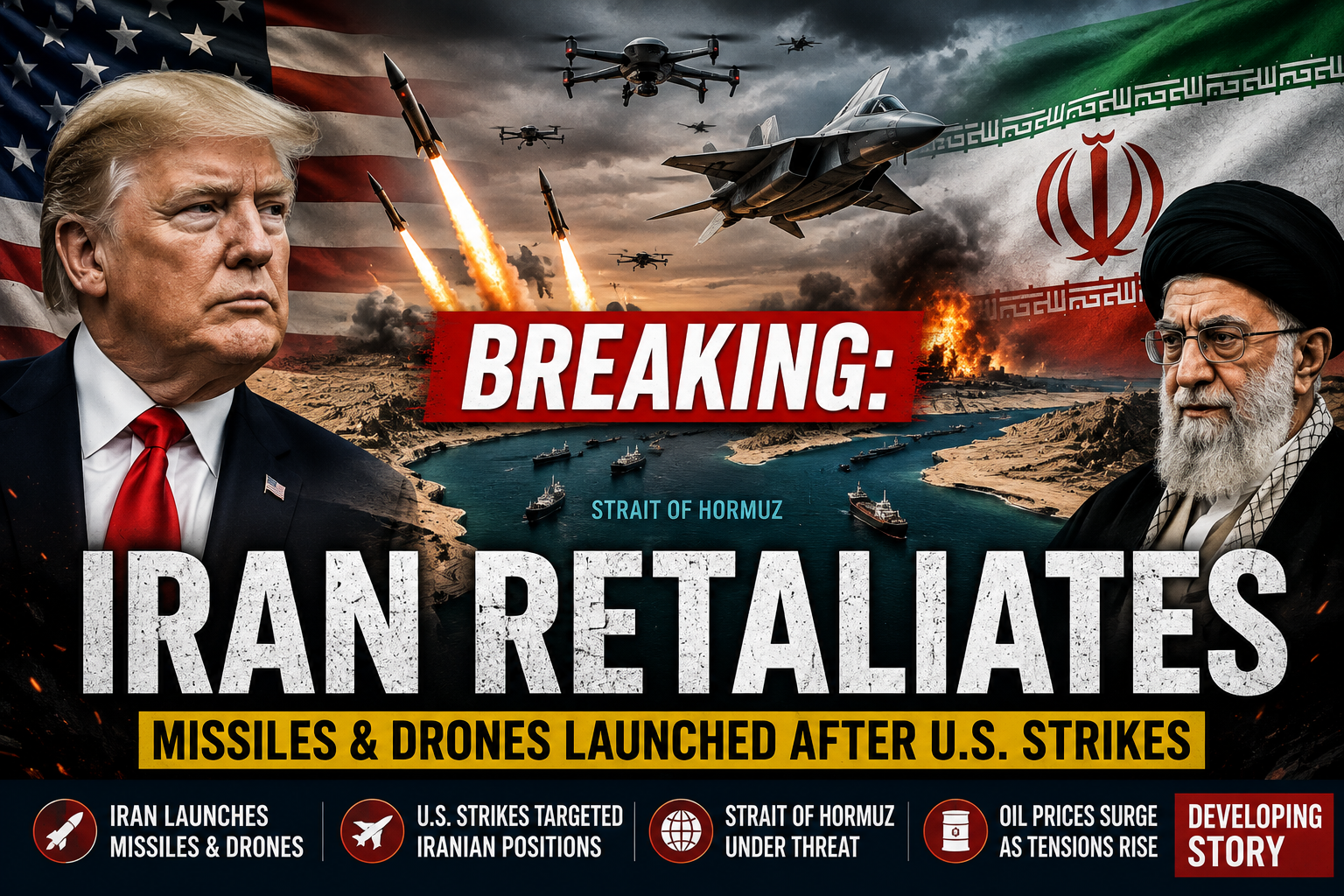 BREAKING: Iran Launches Missiles and Drones After U.S. Strikes as Trump Threatens Bigger Attack