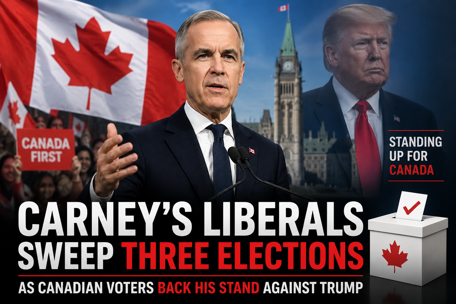 Carney’s Liberals Sweep Three Elections as Canadian Voters Back His Stand Against Trump