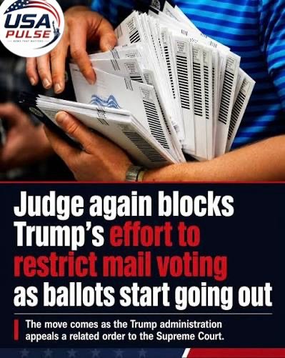 Second Federal Judge Blocks Trump Mail-In Ballot Order as Supreme Court Prepares to Weigh In